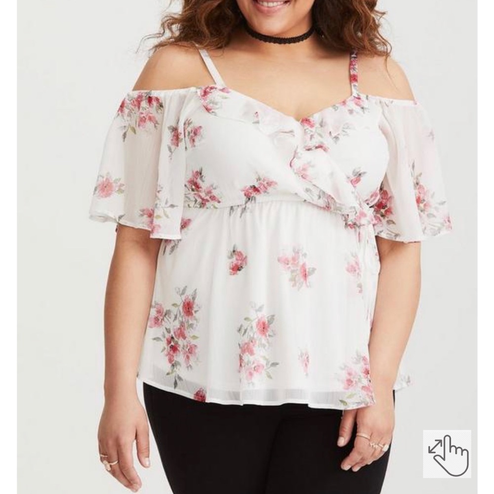 Torrid Chiffon Cold Shoulder Blouse, Size 1